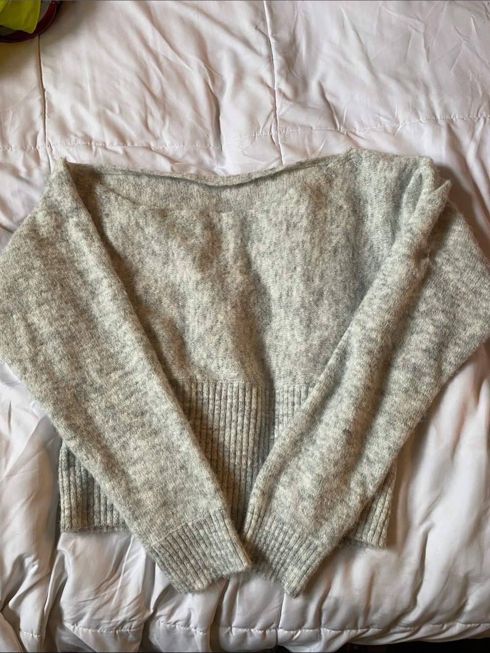 Cozy Off-the-Shoulder Sweater in Light Gray